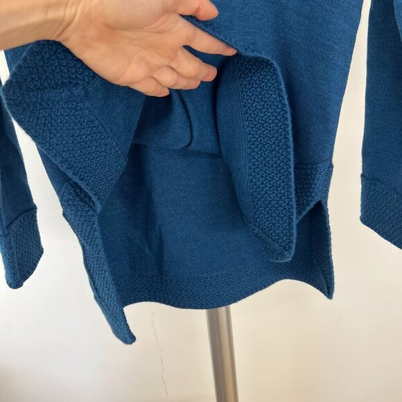 Tory Burch Lizzie 100%‎ Merino Wool Heathered Blue Tunic V-Neck Sweater Sz XS - Picture 5 of 13